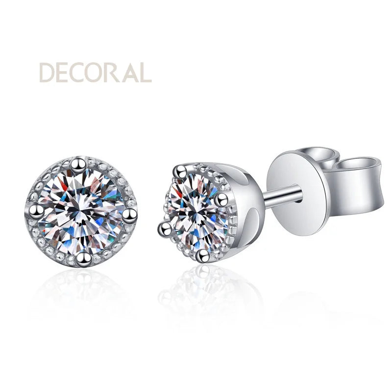 D Color Vvs Pass Diamond Tester Classic 0.6CT Moissanite Earrings 925 Sterling Silver Screw Back Stud Earrings