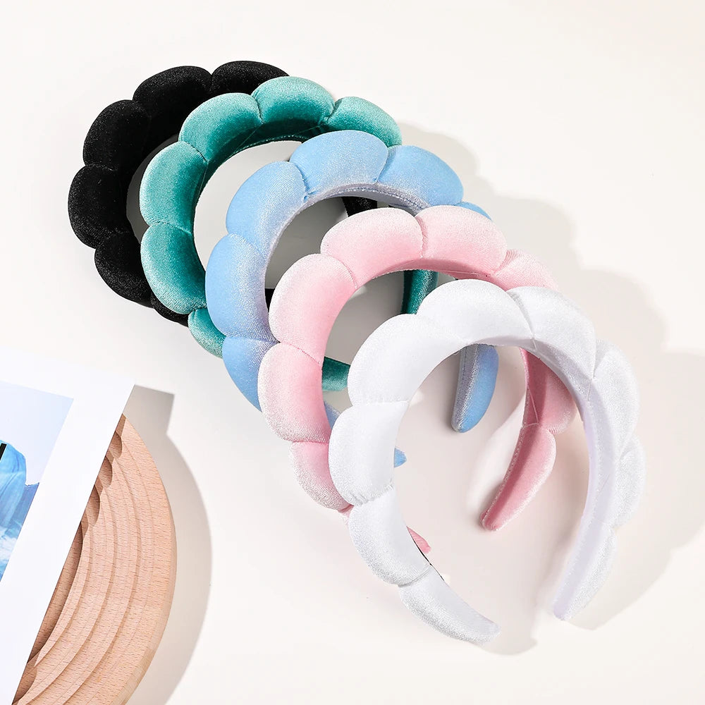 QIYUE Sponge Spa Headband Velvet Cloth Fabric Head Band Woman Hair Hoop