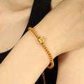 YF3820 Stainless Steel Waterproof Jewelry 18k Gold Plated Heart Shaped Bead Bracelet Women