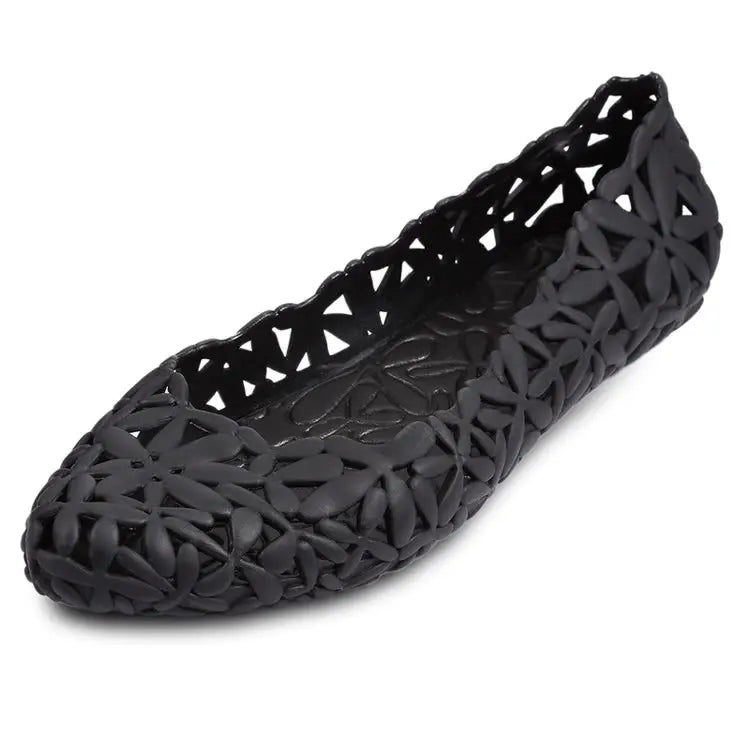 Women's New Hollow Breathable Sandals Pointed Fashion Solid Colour Ladies Casual Shoes Anti-slip Soft Bottom Ladies Flats Shoes