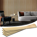 Akupanel Luxury American Slatted MDF+PET Soundproof Grooved Wood Veneer Acoustic Panels NRC 0.9 Eco-Friendly Fireproof for