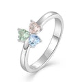 925 Sterling Silver Heart-Shaped Engagement Ring Light Blue CZ Sky Blue Topaz Three Stone Solitaire Jewelry Featuring Diamond