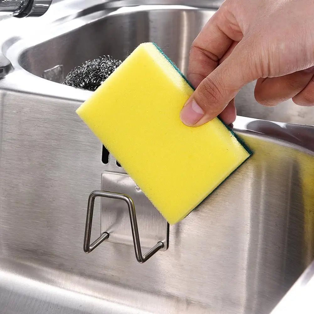 Hot Sale Kitchen Sink Sponge Drain Rack Wall Mounted Stainless Steel Adhesive Hooks Handbag Coat Racks Hotel Bathroom Robe Hook