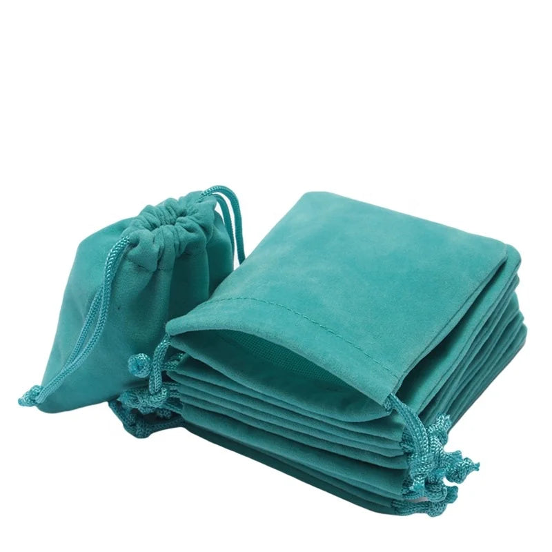 Drawstring Bag Jewelry Packaging Storage Gift Bags Lake Blue Pouch Printing Logo