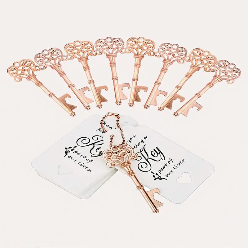 Promotion Antique Retro Key Souvenir Gift Vintage Wedding Favors Happy Beer Bottle Opener Escort Tag Card Bottle Opener Keychain