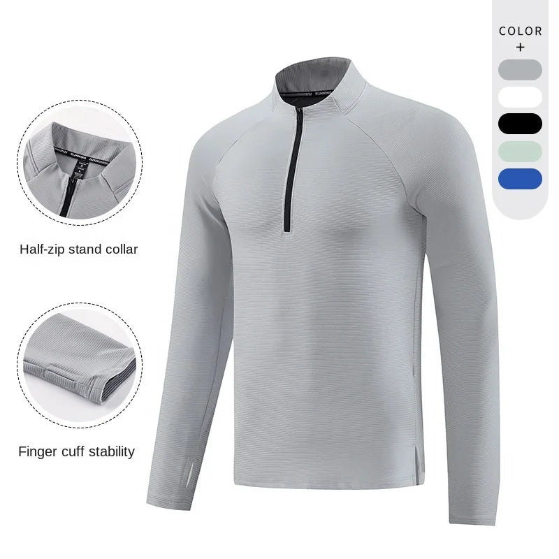 Men's Long Sleeve Gym T-Shirts Quick Dry Breathable Sports Mesh Fabric Wholesale Active Wear for Autumn Workout