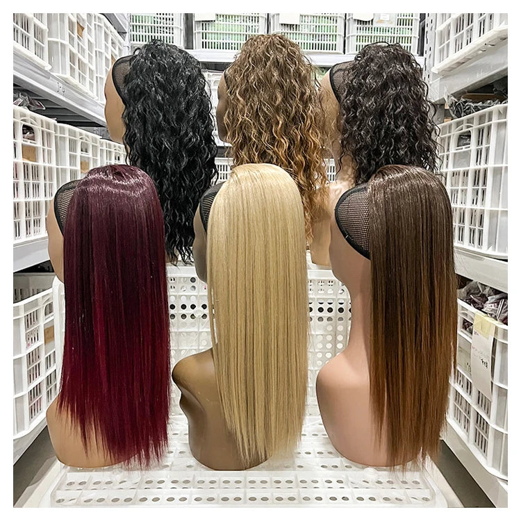 Julianna Short 20 Inches Water Wave Loose Curly Straight Futura Heat Resistant Synthetic Drawstring Ponytail Hair Extension