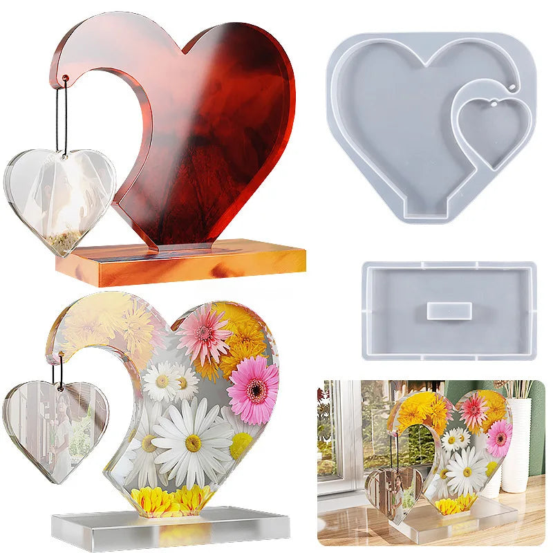 Valentine's Day love Heart Shape Resin Craft Casting Silicone Mold for Home Decoration DIY Photo Frame Epoxy Resin Silicone Mold MegaBDM