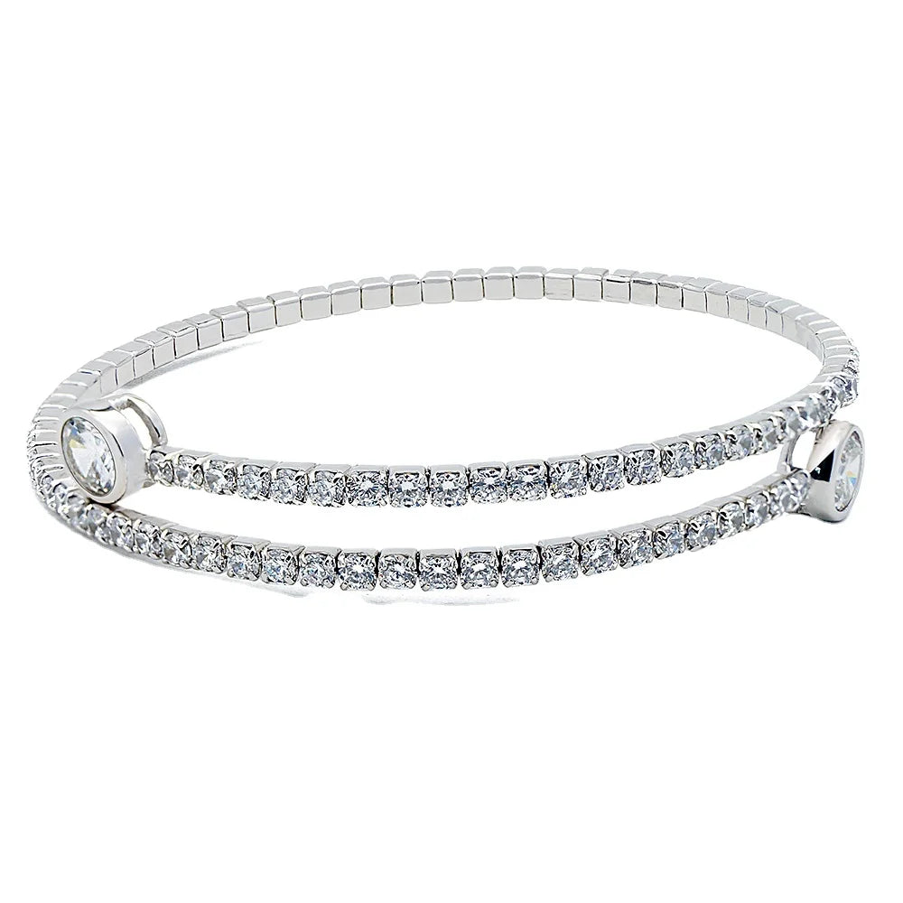 Fashion Jewelry 5A Cubuic Zircon Iced Out Bling Full Stones 925 Sterling Silver Women CZ Tennis Bracelet Bangle