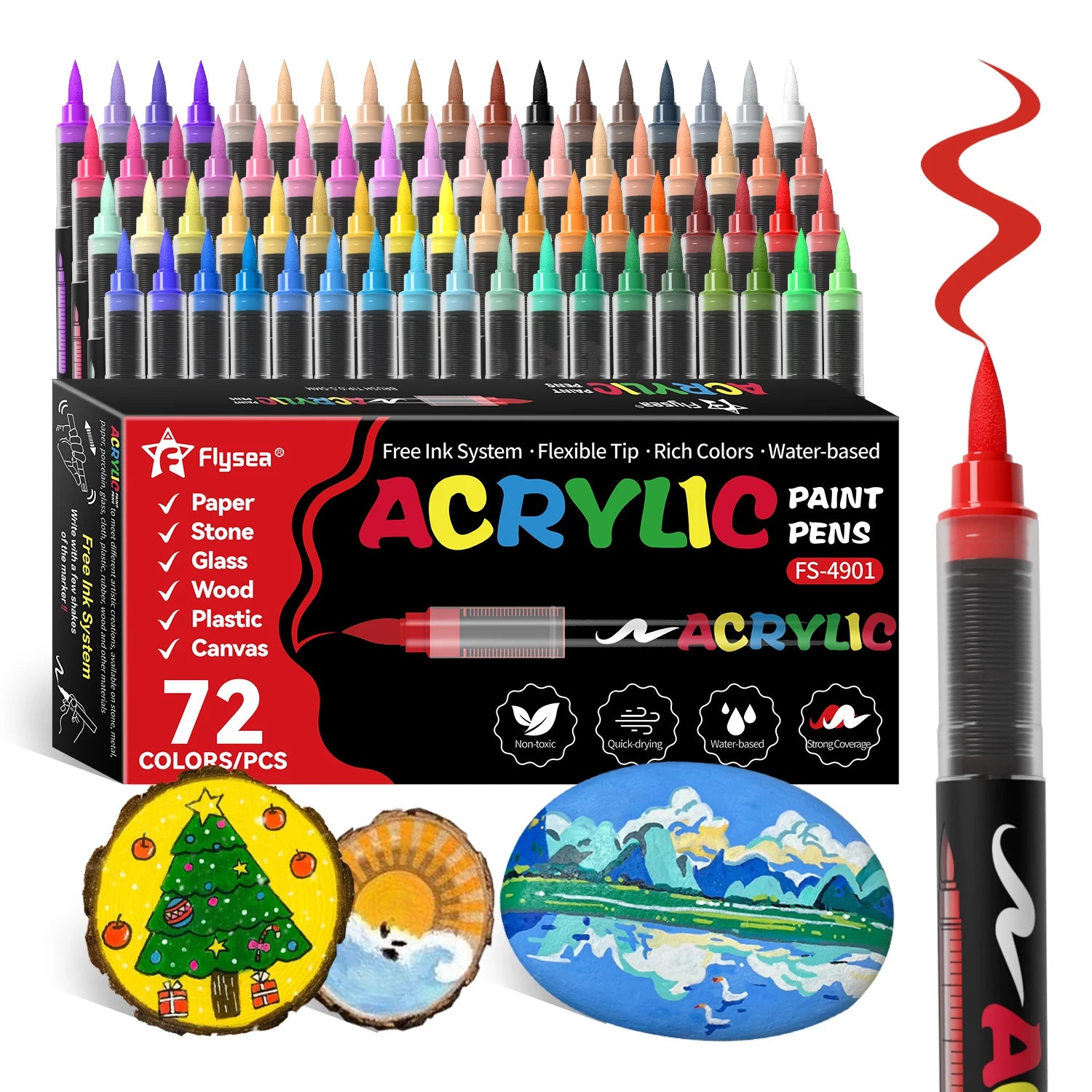 72 Colors Acrylic Paint Markers Soft Brush Tip Pens and Markers Acrylic Paint Pens for Wood Stone Canvas Glass
