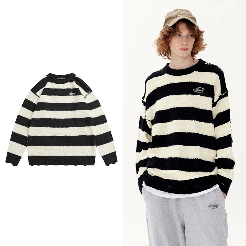 Crocheted Neck Character Pattern Plus Size Warm Winter Unisex Men's Pullover Sweater with Customized Color & Logo 3D Print