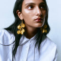 Kaimei 2025 Earring Fashion Jewelry Women Vintage Golden Long Leaf Hoop Earrings Wholesale Matte Gold Dangle Leaves Earrings