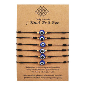 BT1008 Red Good Luck 7 Knots Woven Cord String BraceletsKnotted String Religious Friendship Mal De Ojo Evil Eyes Bracelet