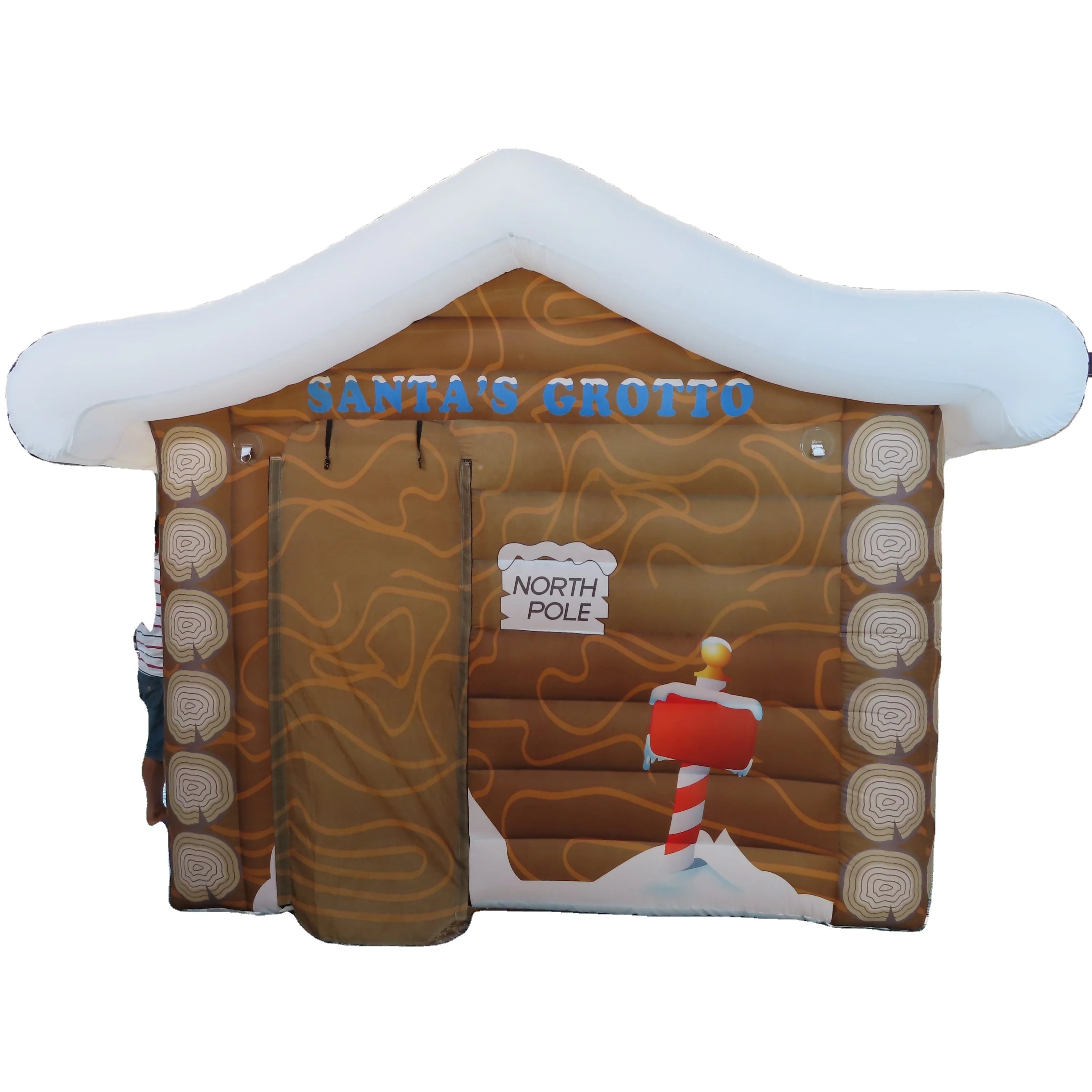 Free air Ship to Door3x3m Inflatable Christmas House Big Inflatable Santa Grotto Party Tent Vacation Cabin House
