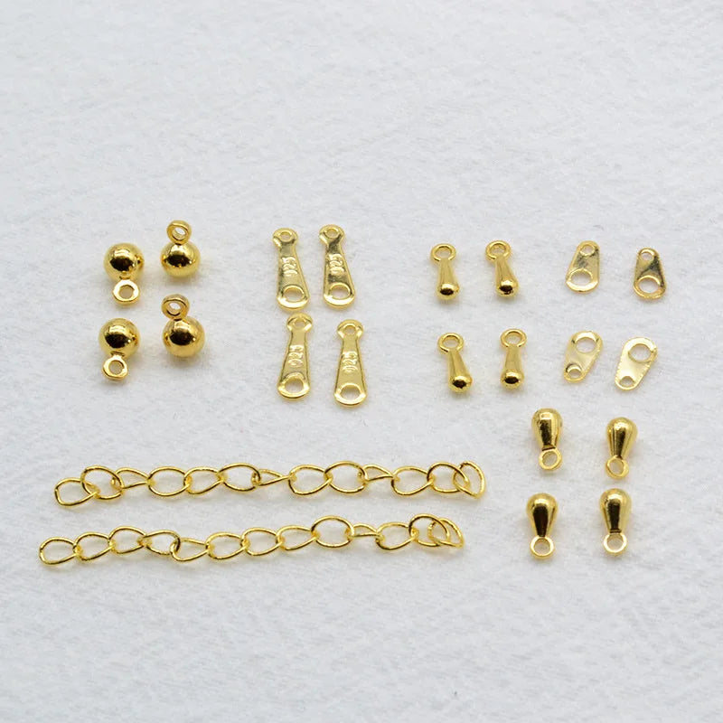 10pcs/bag 18K 14K Brass Extension Chain Teardrop Pendant Tail Tag Closing Piece for Necklace Bracelet Accessories Wholesale
