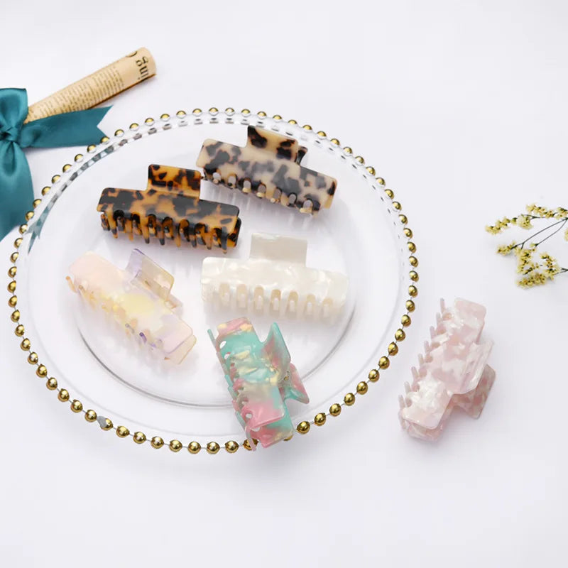New Korean Style Acetate Big Hair Claw Clips for Thick Hair Geometric 9.5cm Acetate Claw Clips for Women