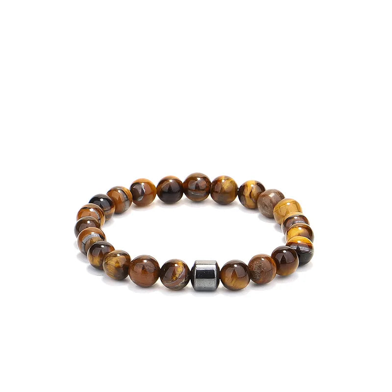 Pulsera Hot Selling Custom 8mm Crystal Tiger Eye Adjustable Lave Natural Stone Bead Bracelet