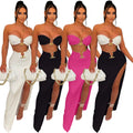 2024 New Arrivals Summer Outfits Fashion Wrap Breast Irregular Beachwear Bra Sexy 2 Piece Skirt Sets Women