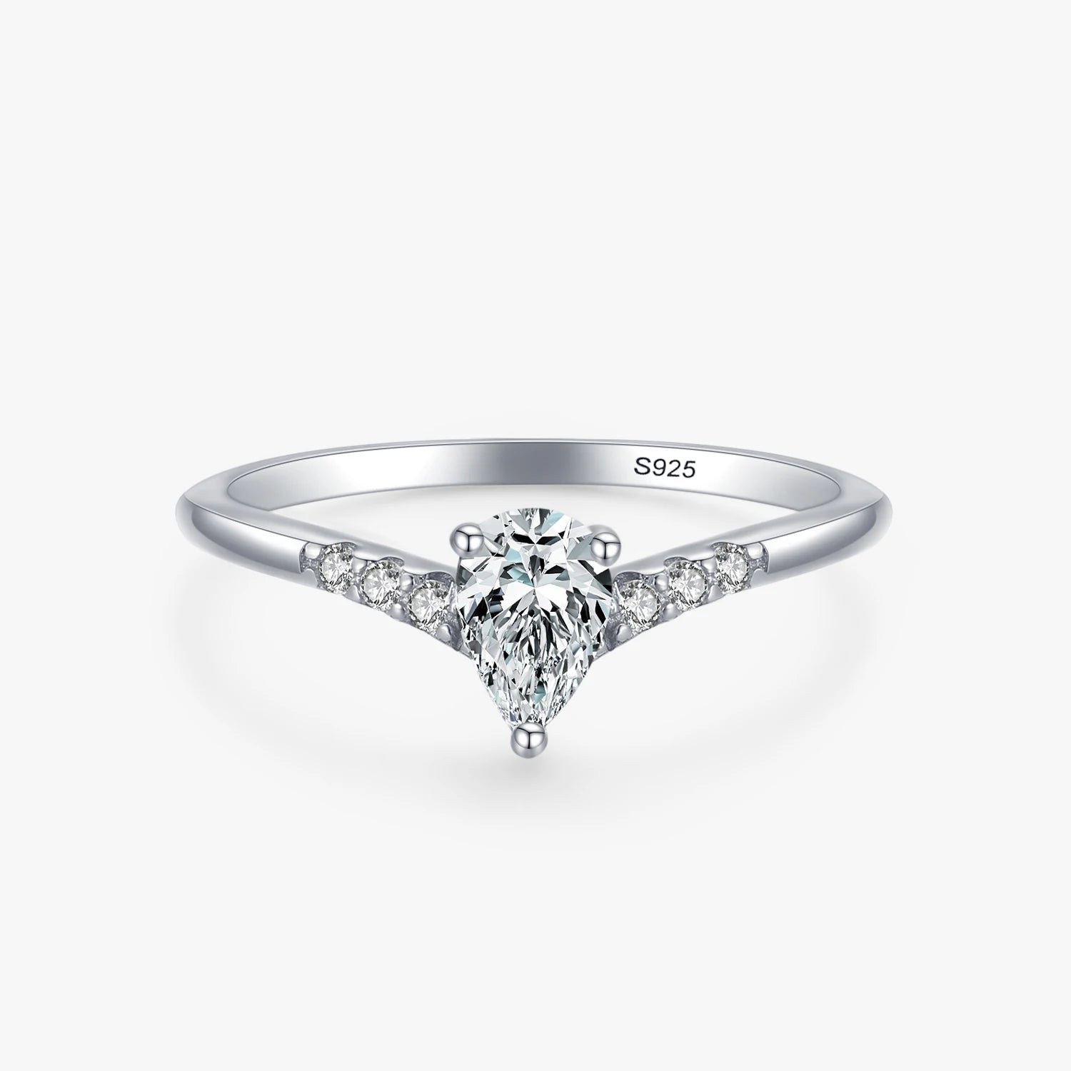 Ailmay Top Quality Real 925 Sterling Silver Fashion Water Drop Shape CZ Finger Ring for Women Luxury Wedding Accessories Jewelry