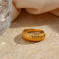 Thin Type Minimalist Croissant Ring 18K Gold Plated Stainless Steel Ring for Women