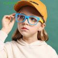 Fashion Boys Girls Computer Eyewear Healthy Material Silicone Anti Blue Light Glasses with Rectangle Frame for Children Kids