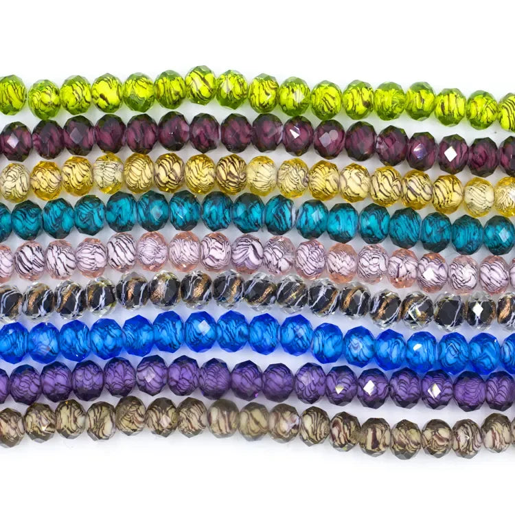 Wholesale High Quality Multicolor 10mm Size Flat Spacer Striped Glass Crystal Beads