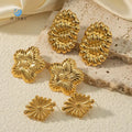 SUMMLY Trend Irregular Texture Flower Shape 18K Gold Plated Stainless Steel Earrings Fashion Jewelry Manufacturer