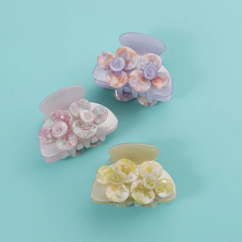 Midairy Factory Direct Sell Mini Shark Claw Clip with Lovely Flowers Acetate Hair Accessories for Ladies Girls 4881