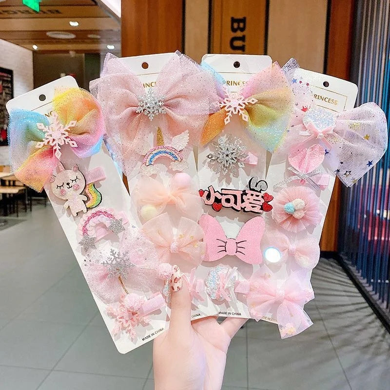 2021 New Girls' Princess Braid Hair Ornament Hair Clips Lovely Gradient Colorful Metal Wigs and Hairpins Kids' Hair Barrettes
