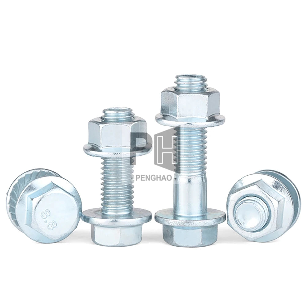 Hexagon Head with Flange Screw 8.8 Grade Steel GB5789 Zinc Plated Hex Washer Head Flange Bolt