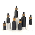 Bamboo Wooden Dropper Bottle 10 ml 15 ml 20 ml 30 ml 50 ml 100ml Matte Black Glass Bottle Serum Dropper Bottle for Essential Oil