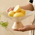 Bohemian Eco-Friendly Glass Fruit Plate Ornament with Rubber Wood Bottom Round Snack Tray for Household Living Room