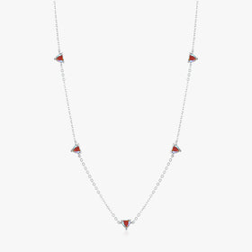 925 Sterling Silver Fine Jewelry Accessories Colorful Zirconia Short Choker Necklace Heart Charm Necklace for Women