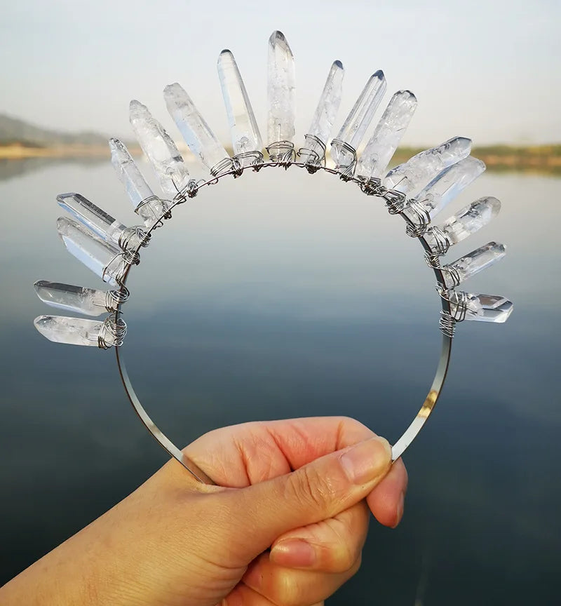 DIY Natural Hand-made Colorful Crystal Hairband Crown Hairband Crystal clear Hair Accessories Bridal Hair Clip Care Skin