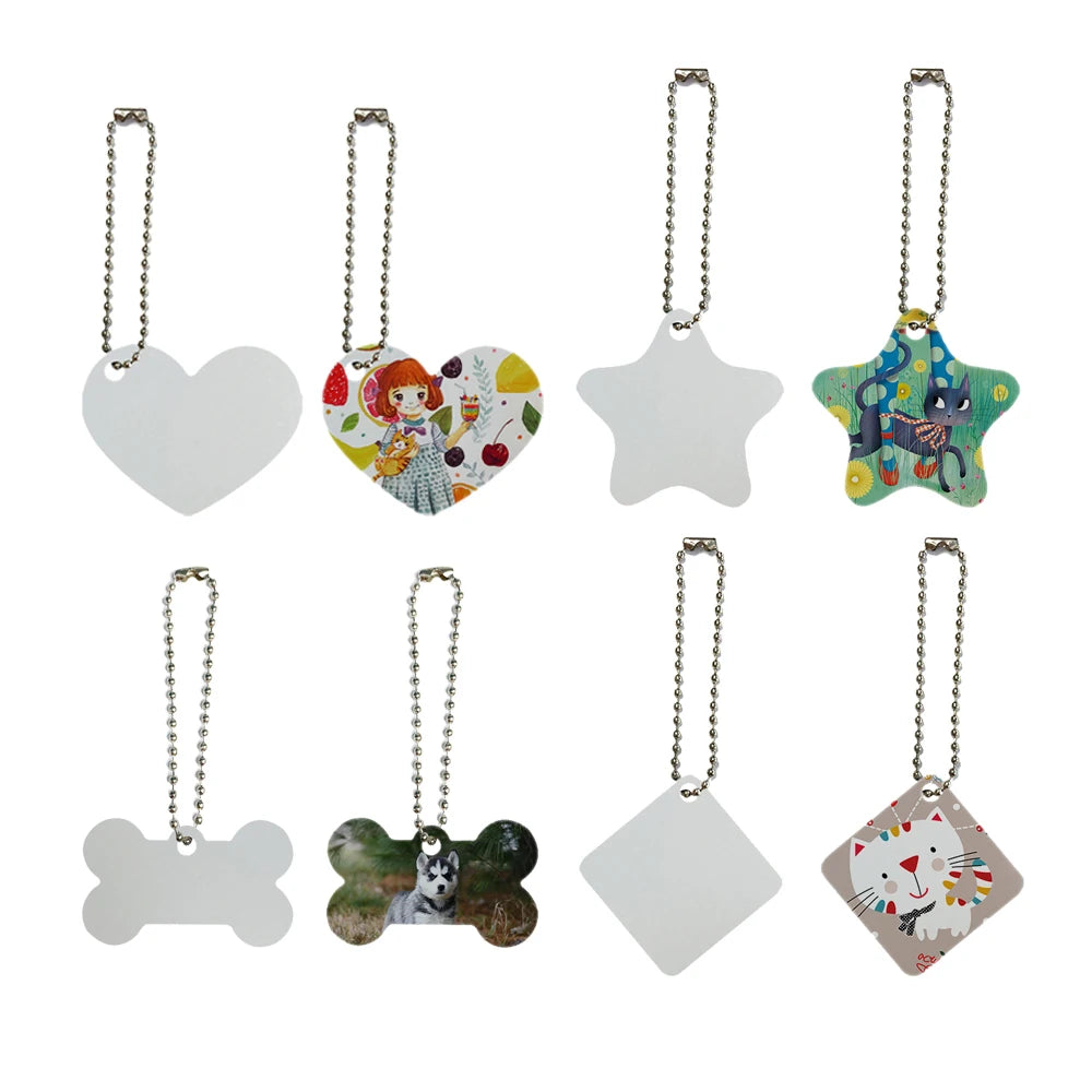 Wholesale Double Sided Printing Blank Sublimation Dog ID Tag Keychains with Aluminium Sheets