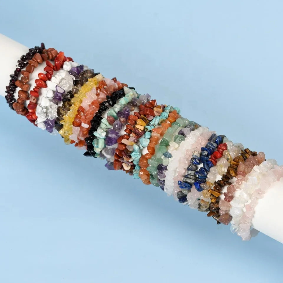Cheap Price Adjustable Healing Mix Natural Crystal Chip Stone Bracelets for Women Girls