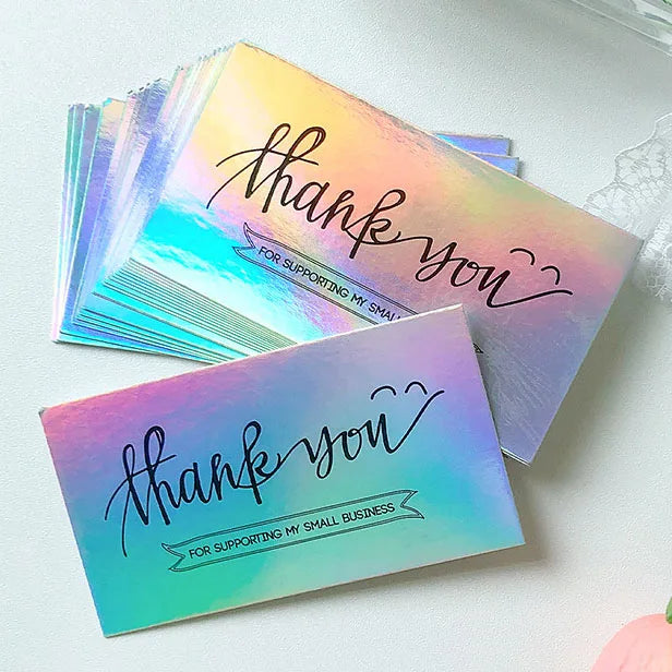 Holographic Foil Business Cards with Custom logo Thick Paper Thank You Business Cards with Qr Code