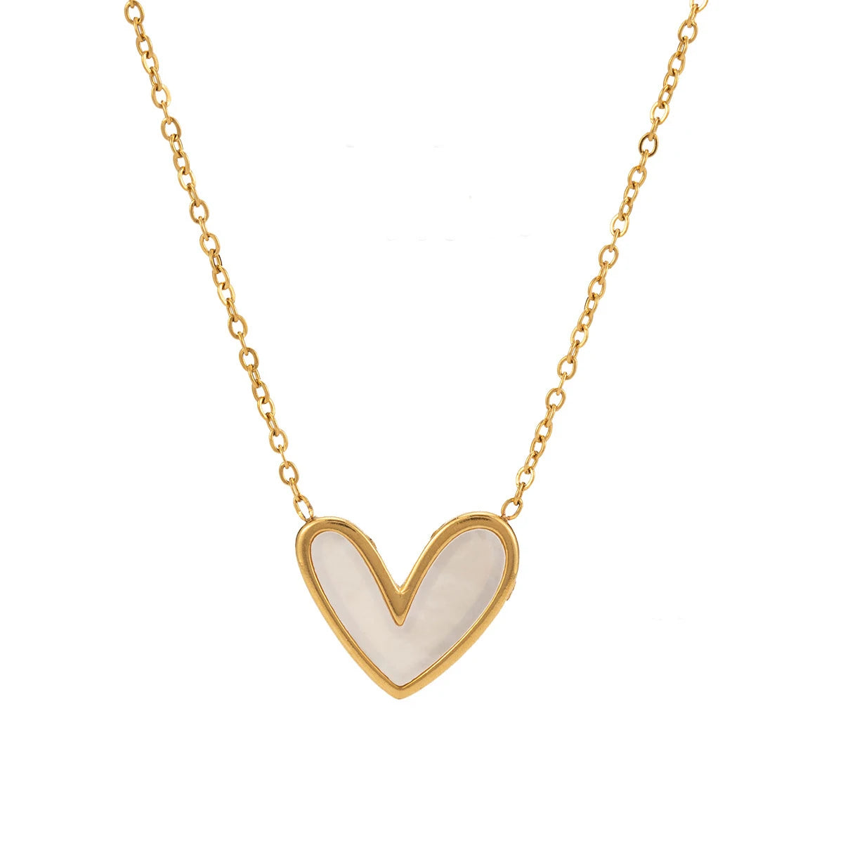Non Tarnish Jewelry Waterproof Dainty Cute 18k Real Gold Plated Stainless Steel Shell Heart Pendant Necklace YF3059