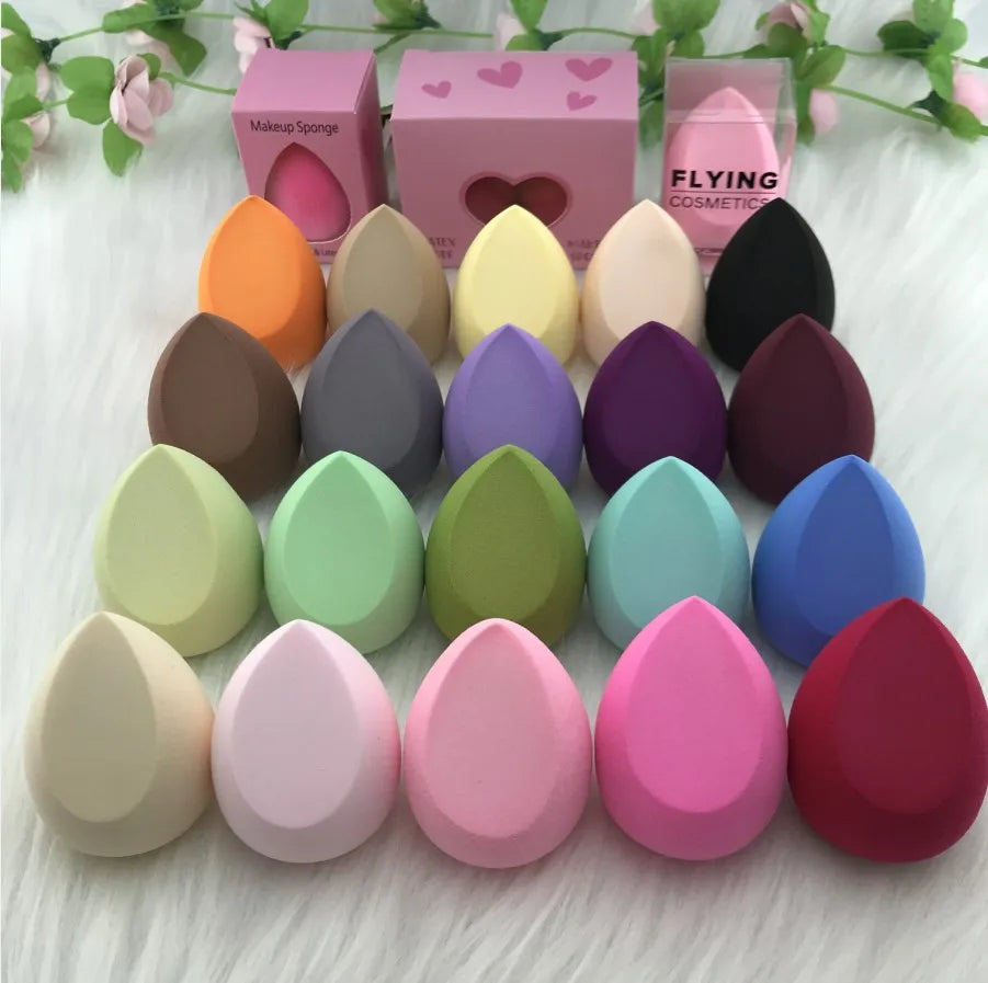 Custom Logo Printed Super Soft Latex-Free Washable Beauty Makeup Sponge Blender Puff Teardrop-Shaped Egg Triangle Package