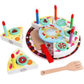 Wooden Kitchen Dishes DIY Birthday Cake Simulation Toy for Kids Boys Girls