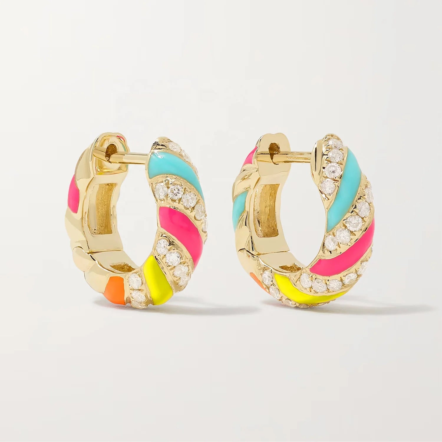 LOZRUNVE 925 Sterling Silver 18k Gold Diamond Enamel Twisted Bold Hoop Earring
