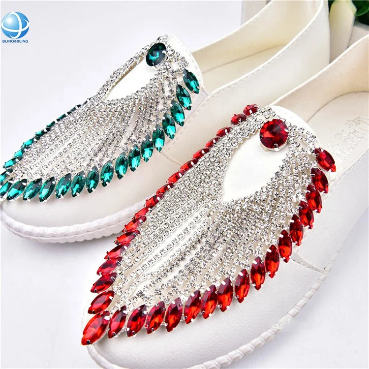 Rhinestone Diamante Crystal Motif Rhinestone Applique Shoulder Patch for Shoe Decoration