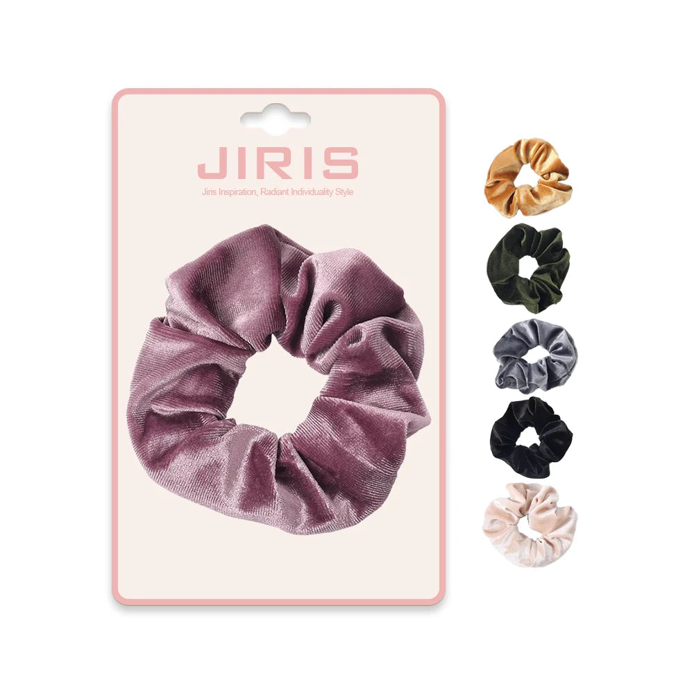 JIRIS  Hot Sale High Quality 40 Colors in Stock Large Pocket Velvet Hair Zipper Scrunchies for Women Girls