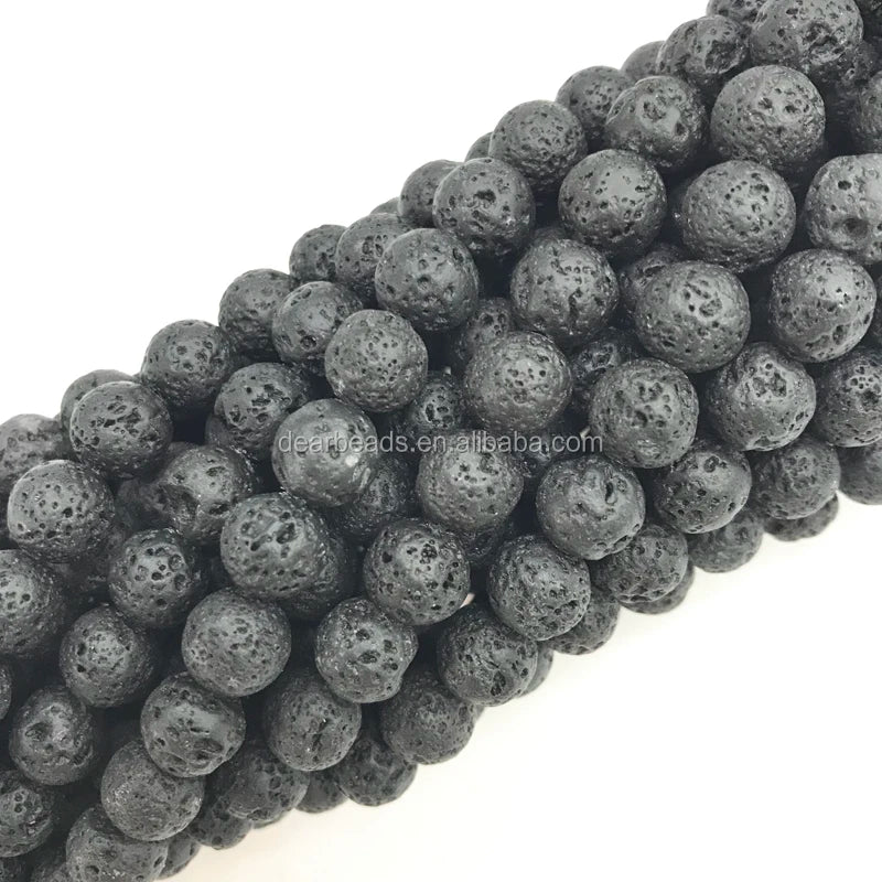 Wholesale Natural Black Lava Rock Beads Lava Stone Beads for Jewelry Making 4mm 6mm 8mm 10mm 12mm