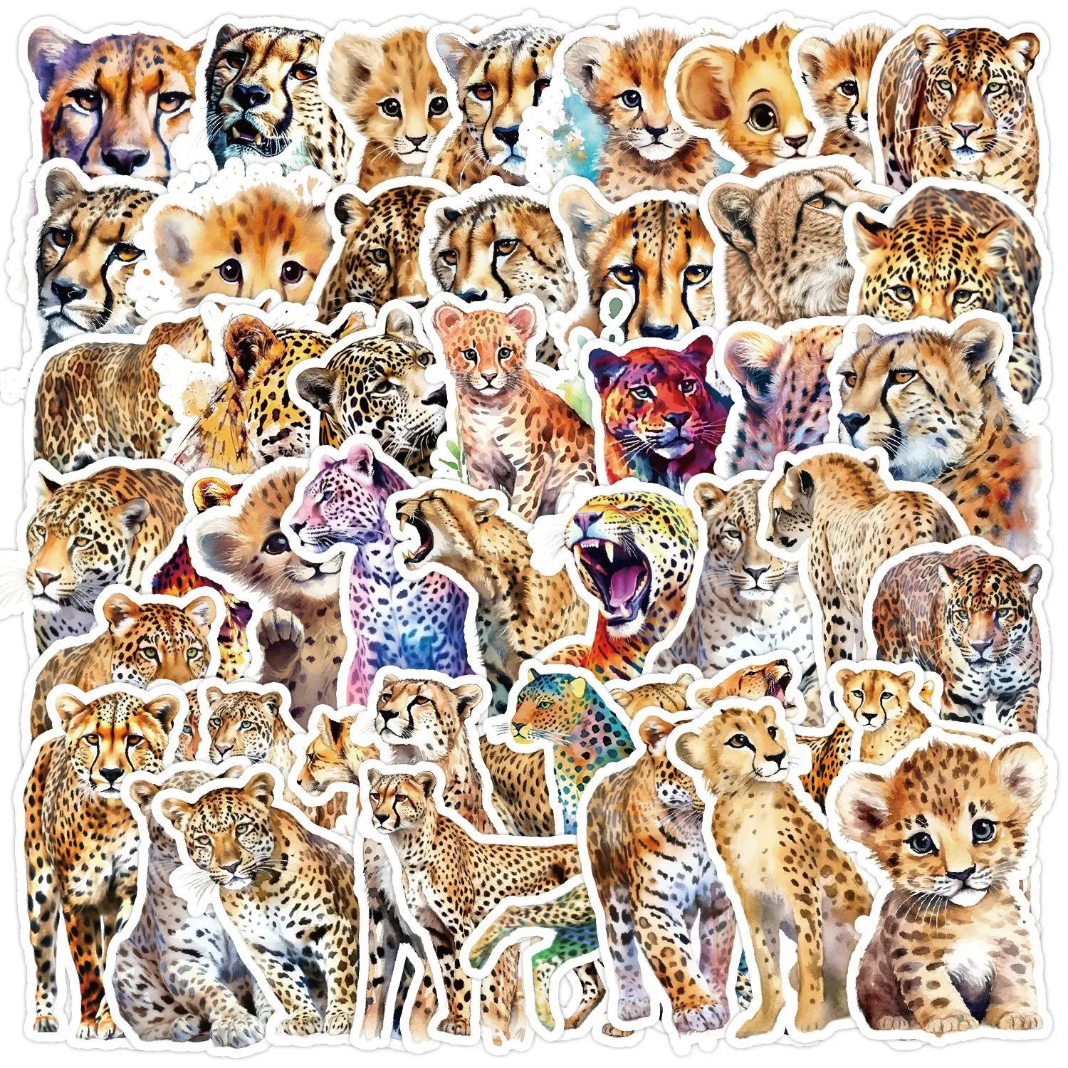 50Pcs Fashion African Leopard Animal Graffiti Stickers for Kid Book Wall Decor Vinyl Wild Animals Sticker