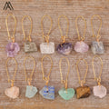 Raw Crystal Earring Trendy Jewelry  Gemstone Rock Quartz Hoop Earring  Dainty Gift for Her