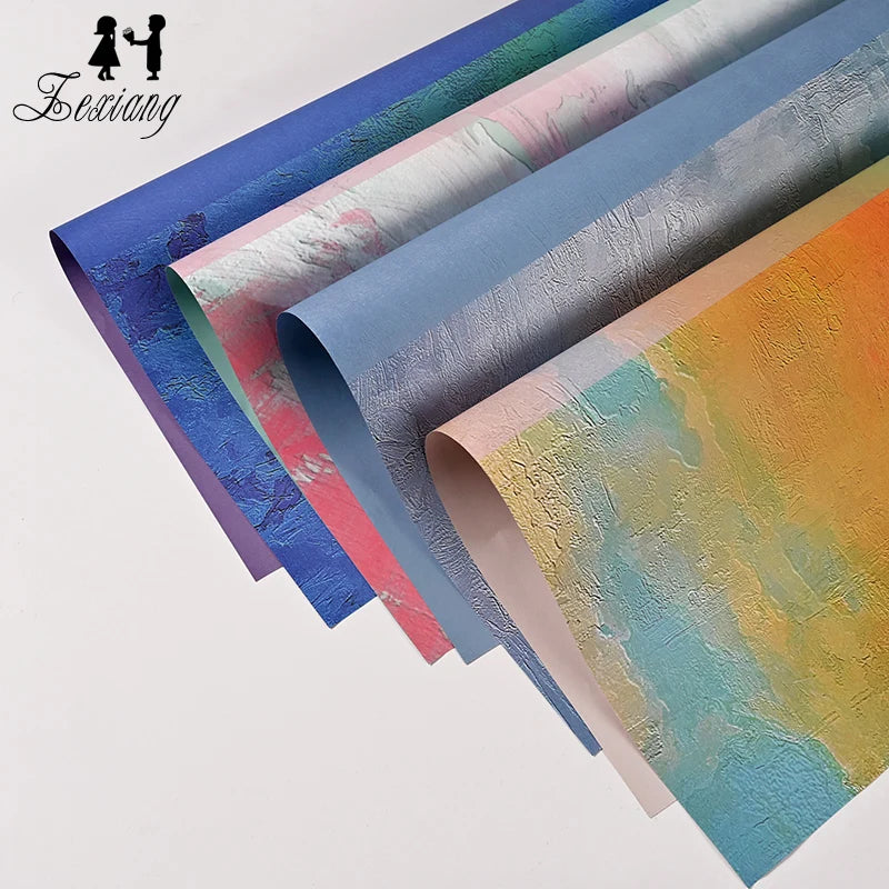 Best Selling  Van Gogh Oil Painting Christmas Birthday Valentine's Day Bouquet Rose Wrapping Paper
