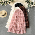 Winter A-Line Skirt Women Casual High Waist Mesh Midi Skirts for Girls Elegant Skirt Clothes Women Wholesale