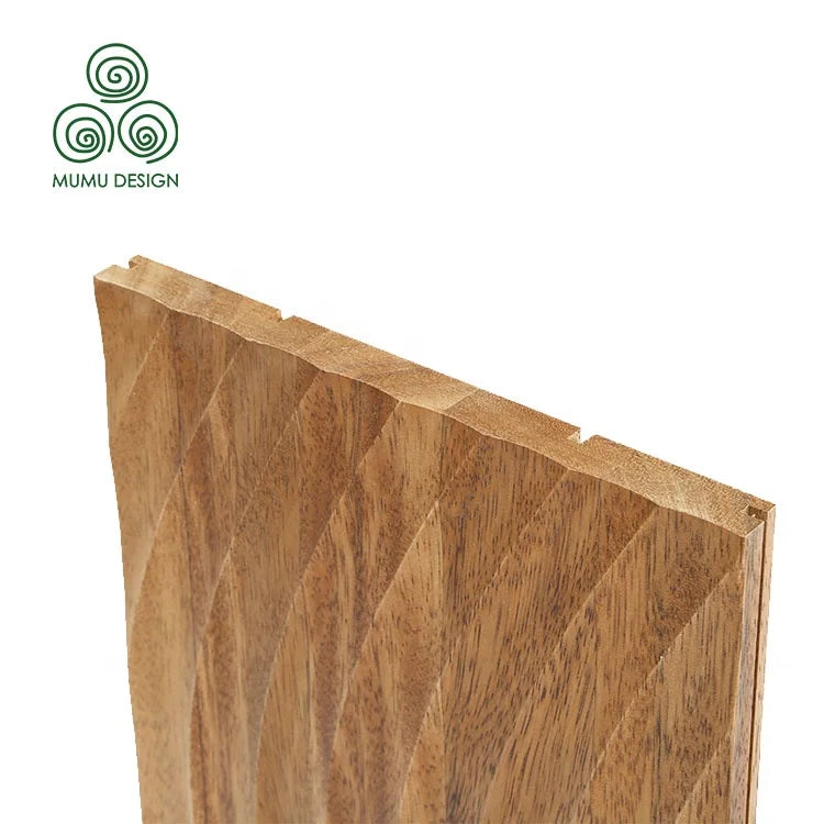 MUMU BNB Door Flooring Ornamental 3D Decorative Board Batten Siding Solid Wood Panel Cladding