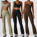 PASUXI 2025 Yoga Sets Two 2 Pieces Sports Top Women Yoga Leggings Sportswear Workout Clothes Activewear Gym Pants Fitness Bras